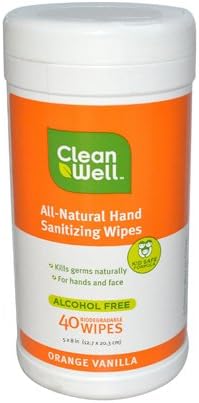CleanWell All Natural Hand Sanitizing Wipes Orange Vanilla 40 Wipes