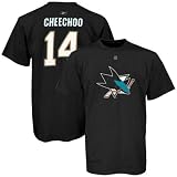 Reebok San Jose Sharks #14 Jonathan Cheechoo Black Net Player T-shirt