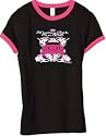 Ford MUSTANG GIRLS RUN WILD Ladies Ringer Tee - Black/ Hot Pink