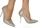 Highest Heel Women's GLITZEE 4" Woven Gold Silver, Sexy Camo, Glitter Pump, Pointed Toe, Half Size Available
