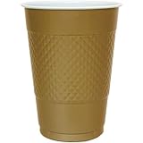 Hanna K. Signature Collection 50 Count Plastic Cup, 18-Ounce, Gold