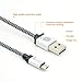 USB Cable, iOrange-E 10ft(3M) Reversible Cable USB 2.0 to Micro USB Cable Braided, Quick Charge and High Speed Data Sync for Android, Samsung Galaxy S7, HTC, LG, Nokia and More, Silver