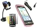 iTALKonline CAR DRIVE Pack PINK Soft ProGel Hydro Case/Cover/Skin, LCD Screen/Scratch Protector, 12/24v In Car Charger, In Car Suction Windscreen Holder For Samsung S8500 Wave