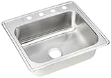 Elkay DSE125224 Dayton Elite 25-Inch by 22-Inch Stainless Steel Single Bowl Four-Hole Kitchen Sink, Satin Finish Elkay DSE125224 Dayton Elite 25-Inch by 22-Inch Stainless Steel Single Bowl Four-Hole Kitchen Sink, Satin Finish