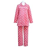 マタニティ パジャマ 授乳服 ルームウェア フリース 授乳口付き 長袖 シャツパジャマ ピンク-M8560 M