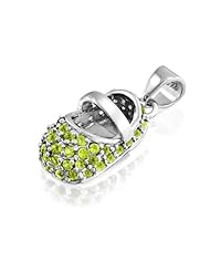 Bling Jewelry Baby Shoe Charm Pendant August Birthstone Peridot Color CZ Silver