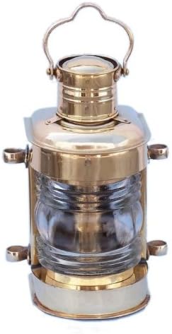 Handcrafted Nautical Decor Solid Brass Masthead Electric Lamp, 12", Brass