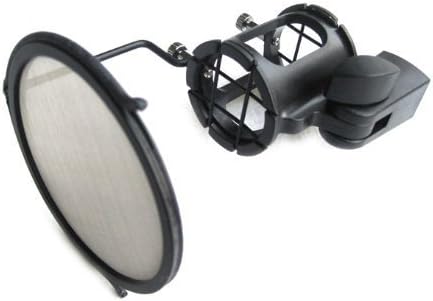 Professional Microphone Shock Mount with Mini Pop Filter Popschutz Popkiller Windscreen Mk-012 Smp-012 Built-in Kit Metal Popkiller Pro Mic Small Windshield for AKG Schoeps 19-28mm