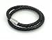 Double Round Black Braided Leather Bracelet