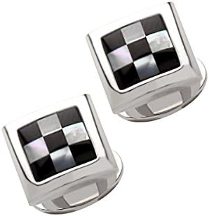 Dolan Bullock Onyx and Mother-of-Pearl Cufflink and Stud Set in Sterling Silver Cuff Link