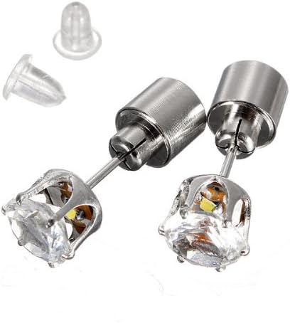 White Pair Light Up Led Stud Party Earrings