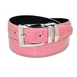 Croc Embossed PINK Bonded Leather Belt Silver-Tone Buckle Regular