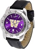 Washington Huskies NCAA AnoChrome "Sport" Mens Watch (Leather Band)