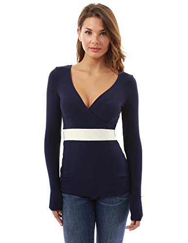 PattyBoutik Women's V Neck Chiffon Back Inset Blouse