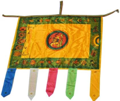 Tibetan Buddhist Buddha Indoor Outdoor Wind Horse Satin Vertical Prayer Flags