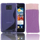 Easyi - Samsung i9100 Galaxy S 2 Purple Gel Skin Case Cover & Case Sock