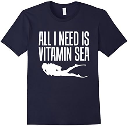 Men's All I Need Is Vitamin Sea Scuba Diving T-Shirt Medium Navy
