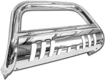 Chrome HAMMERED Stainless Steel Bull Bar Brush Bumper Grille Guard Compatible with Chevy Silverado GMC Sierra
