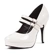 4 Inch High Heel Platform Mary Janes Double Strap Great For Womens Theatre Costumes White