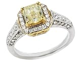 Natural Fancy Yellow Diamond Engagament Ring 1.73 Carat (ctw) in 18K White and Yellow Gold
