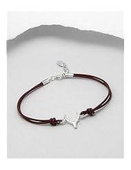 Saddle Brown Leather Bracelet In 92.5 Sterling Silver