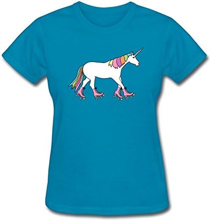 Teelife Women's Unicorn With Roller Skates T-shirt T Shirt Blue Large