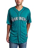 MLB Men's Seattle Mariners Green Alternate Short Sleeve 6 Button Synthetic Replica Baseball Jersey (Green, Large)