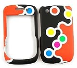BlackBerry Curve 8520/8530/9300 Colorful Dots on Black and Orange Hard Case ....