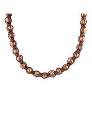 Freshwater Cultured Pearl Necklace in Black Leather, 17"+1.5"