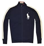 41I6229kLyL. SL160  Polo Ralph Lauren Men Full Zip Big Pony Logo Track Jacket (Small, Navy/White) Reviews