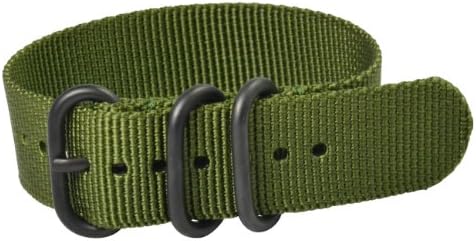 22mm Premium Heavy Nato 3-ring PVD Nylon Green Interchangeable Watch Strap Band