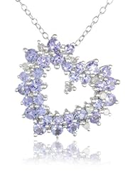 Sterling Silver Tanzanite and Diamond Heart Pendant Necklace (1/8 cttw, GHI Color, I3 Clarity),18"