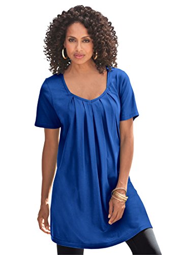 Roamans Women's Plus Size Pleat Neck Trapeze Max Tunic