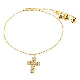 Valentines Day Gifts Golden Celtic Cross Ankle Bracelet Anklet Swarovski Crystal Lobster Clasp