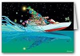 Santa's Speedboat Christmas Card - Boating 12 cards/ 13 envelopes