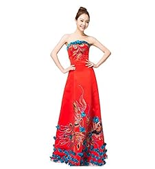 Strapless Satin Sequined Lace-Up Evening Dress 