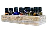 Luxurious Shades Of Stone Essential Oils Holder Carrying Case - Storage And Display Box for 12, 15ml Bottles - Free Matching Tray - 100% Onyx Stone (Brown Tones)