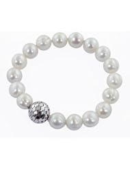 Honora "Times Square" Sterling Silver and White Freshwater Cultured Pearl 7.5" Bracelet with Magnetic Clasp LB5664WH