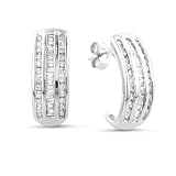 0.50 Carat Diamond 10K White Gold Half Hoop Earrings