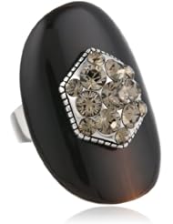 Barse "Tibetan" Black Horn Swarovski Crystal Ring