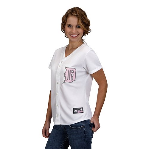 Detroit Tigers Women's Fashion Jersey by Majestic Athletic - Pink XX Large