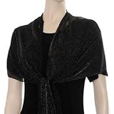 IMAGE OF Black Metallic Long Sheer Lightweight Scarf Wrap Shawl