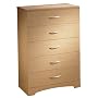 South Shore Step One Collection 5-Drawer Chest, Natural Maple