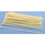 100 White Nylon Cable Zip Ties Self Locking 3.6mm x 8