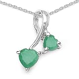 0.70 Carat Genuine Emerald Sterling Silver Pendant Necklace. 18
