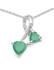 0.70 Carat Genuine Emerald Sterling Silver Pendant Necklace. 18"