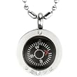 Stainless Steel Silver Tone Small Direction of Love Compass Pendant Necklace