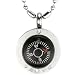Stainless Steel Silver Tone Small Direction of Love Compass Pendant Necklace