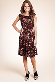 Abstract Print Belted Skater Dress
