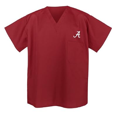 University of Alabama Scrubs Top Shirt-Size MED- Alabama Crimson Tide For HIM or HER -Officially Licensed NCAA College Logo Apparel For HIM or HER - SEARCH BROAD BAY SCRUB FOR OTHER College Logo Apparel Unique GIFT Ideas for Man Men Woman Women Ladies Nu